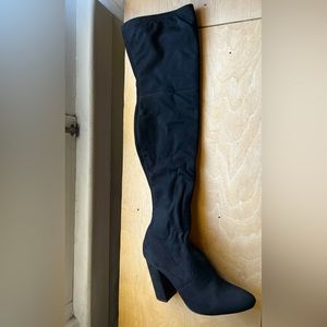 Aldo thigh high suede black boots size 9